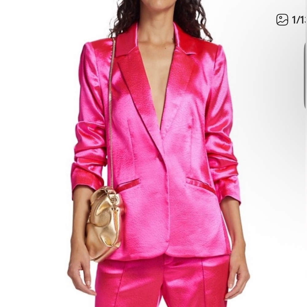 Cinq à Sept Vibrant Pink Satin Blazer